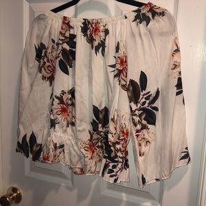 White Floral Off the Shoulder Top